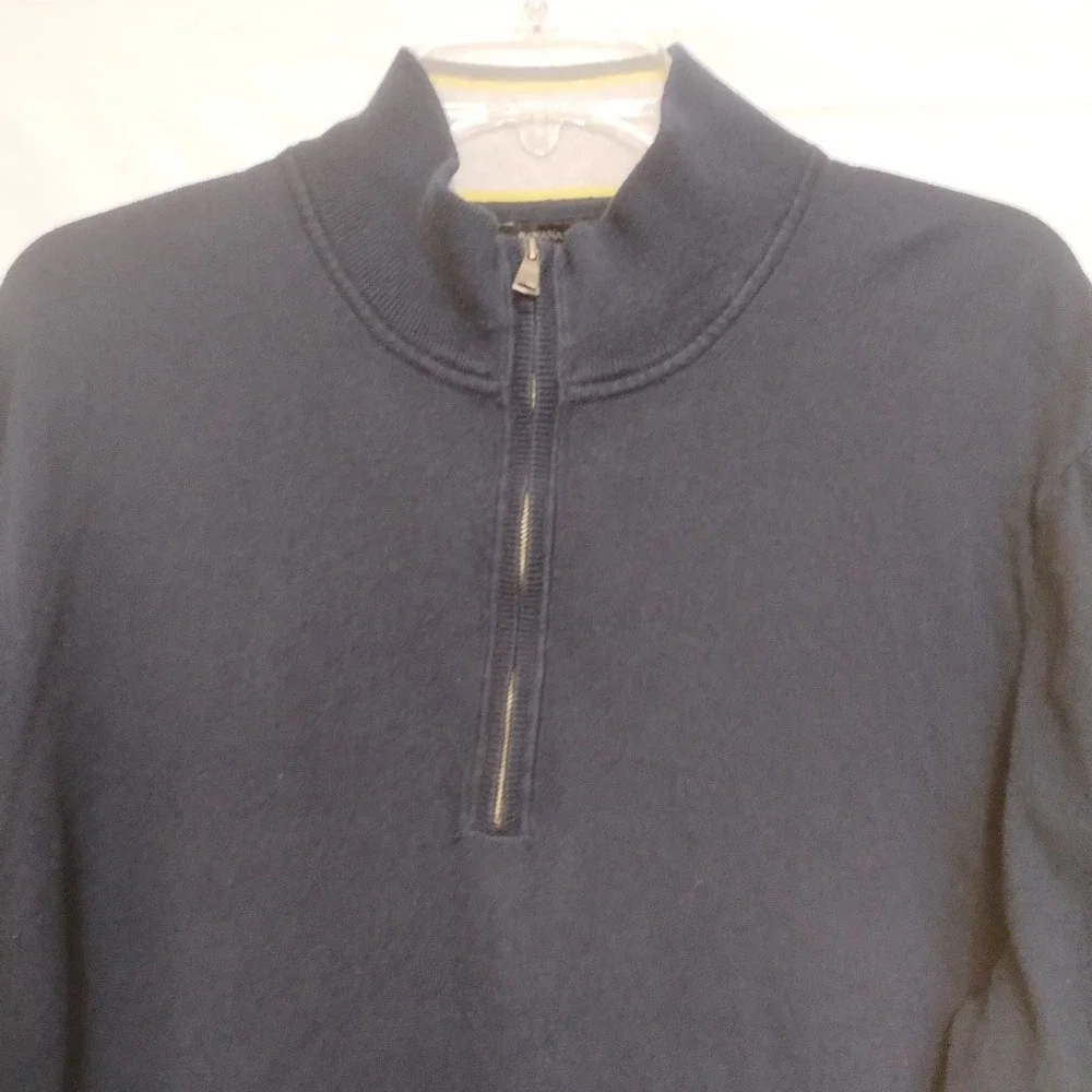 Banana Republic Mens XL Cashmere Pima Cotton 1/4 Zip Pullover Sweater Navy Blue‎
